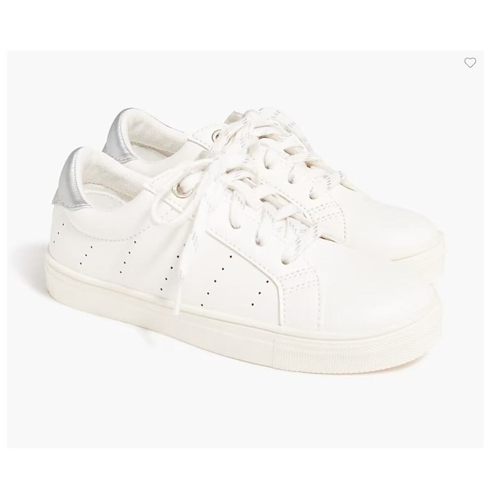 J.Crew Crewcuts Shoes Girls K1 White Lace Up Sneakers Classic School BW251 NWT